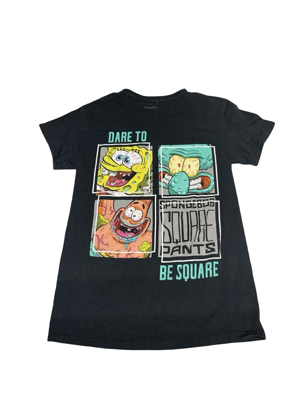 SpongeBob SquarePants Dare to Be Square Graphic T-Shirt Adult Small Black